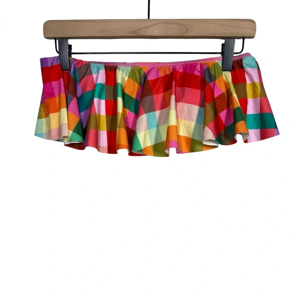 NWT Kate Spade Garden Plaid Summer Colorful Bandeau Bikini Top Sz Medium